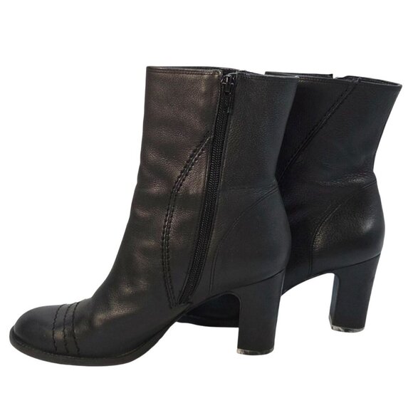 Gianni Bini Women's Black Leather Block Heel Stitched Zip Booties 9" Sz 8 - Picture 4 of 8